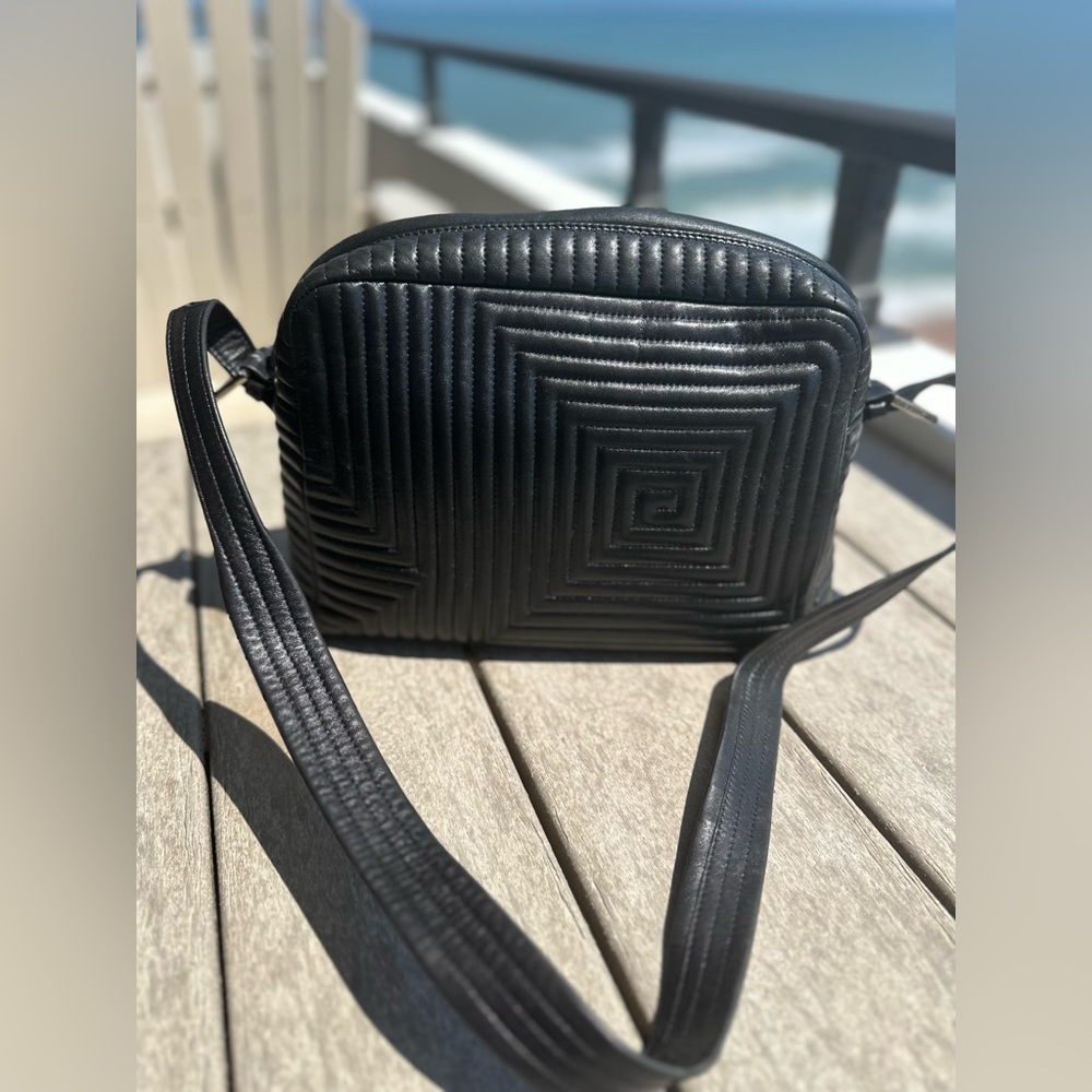 Bally Black Lambskin Quilted Geometric Shoulder Bag | Vintage | EUC